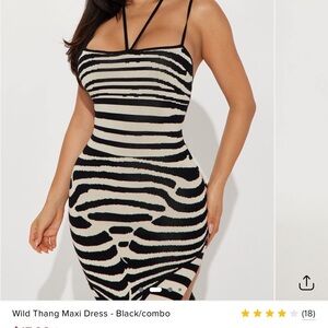 Fashion Nova Zebra Striped Maxi Dress - Black/Cream